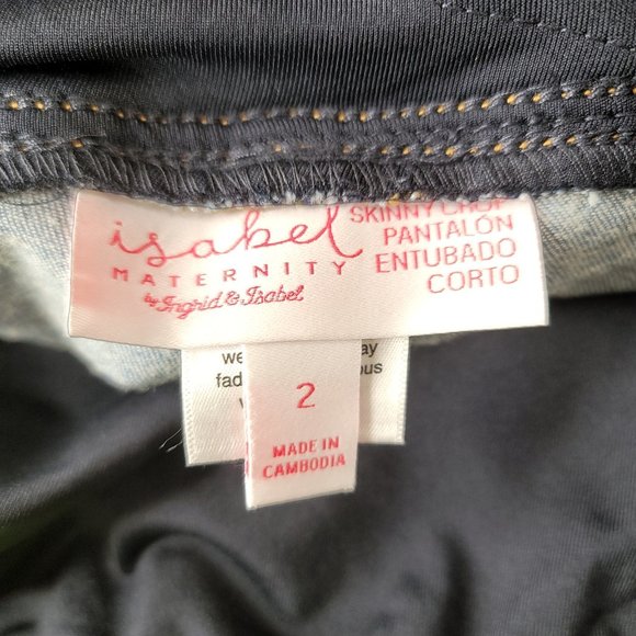 Isabel Maternity Women's Blue Cross Panel Skinny Crop Maternity Jeans - Picture 5 of 7